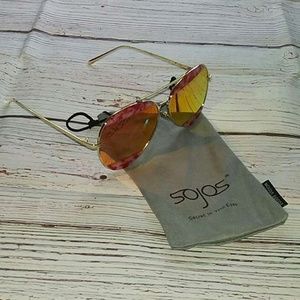 Mirrored Aviator Style Womens Sunglasses